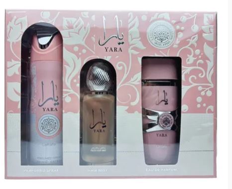 Estuche Lattafa Yara Mujer 3pzs 100ml EDP+Spray+Hair Mist